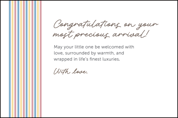 EleryB gift greeting card with dark gray text and pastel vertical stripes on white premium stationery