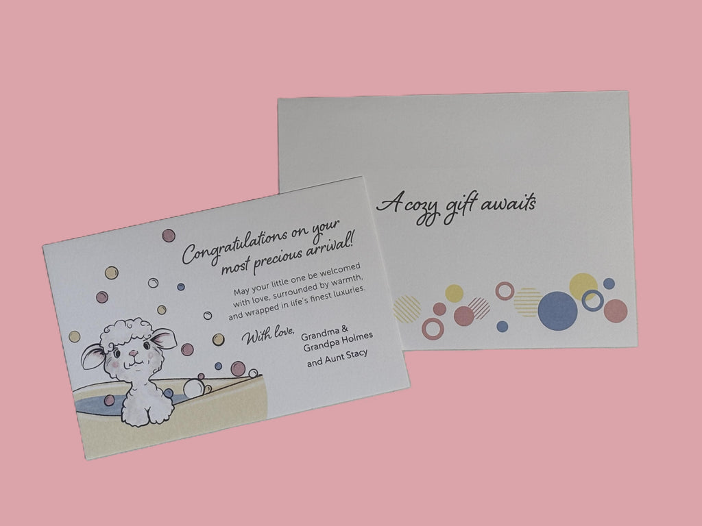 EleryB lamb gift greeting cards with envelope signed pink