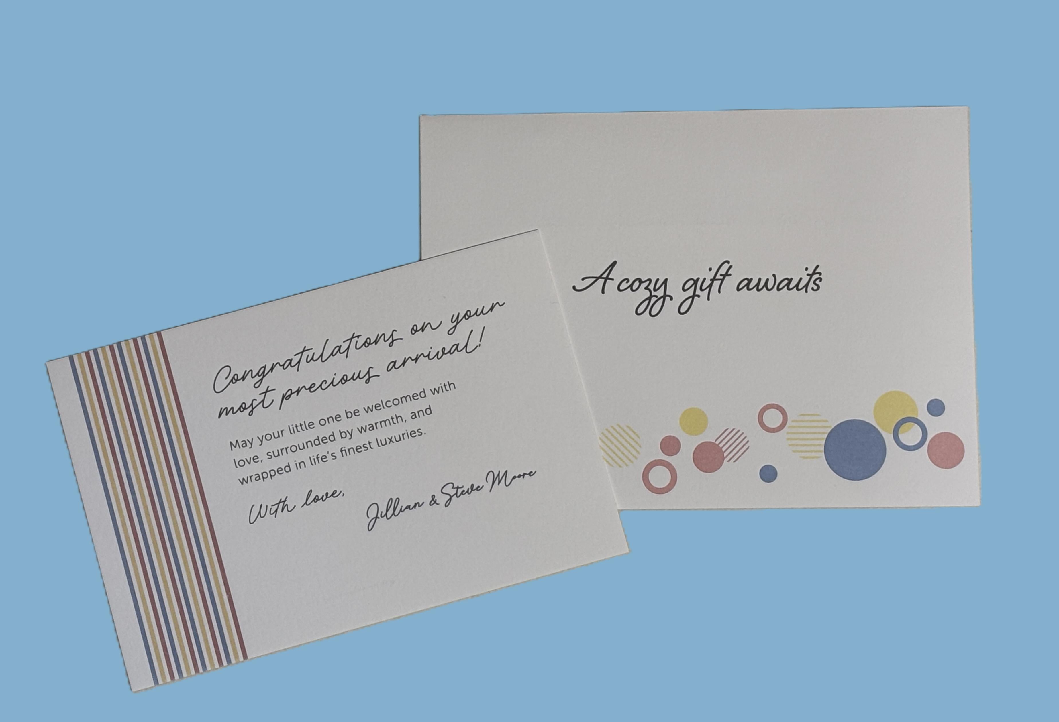 EleryB stripes gift greeting cards with envelope signed blue